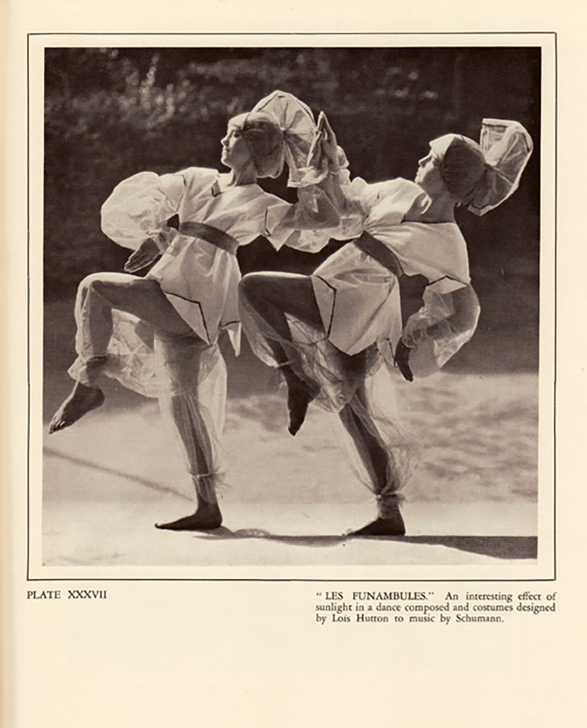 "Les Funambules". An interesting effect of sunlight in a dance composed and costumes designed by Loïs Hutton to music by Schumman. Photographer: Fred Daniels. Plate XXXVII. | src irenebrination (typepad)