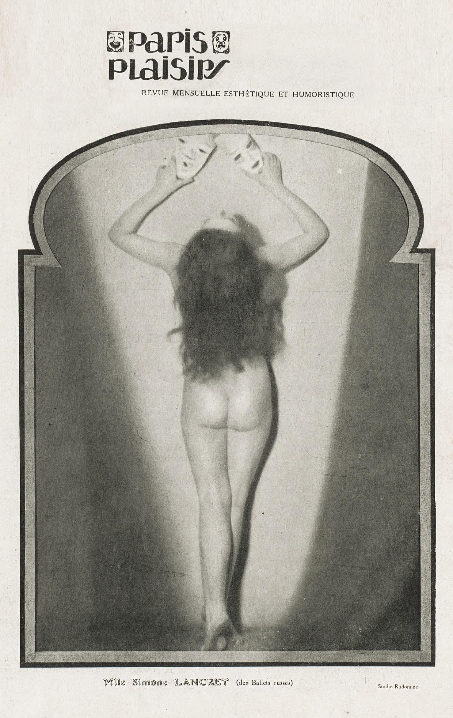Mlle. Simone Lancret (des Ballets russes). Studio Rudomine. Paris-plaisirs: revue mensuelle esthétique et humoristique Nº 7. Décembre, 1922. | src BnF ~ Gallica