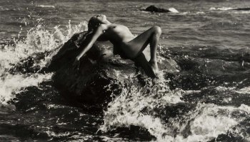 Yoshiyuki Iwase, also Iwase Ioshiyouki :: Untitled, (Nude), 1950. Photographer's red credit stamp on verso. | source Artnet